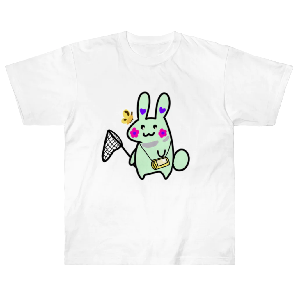 anko_koshianのお花ウサギ🌼🐰ライトグリーン Heavyweight T-Shirt