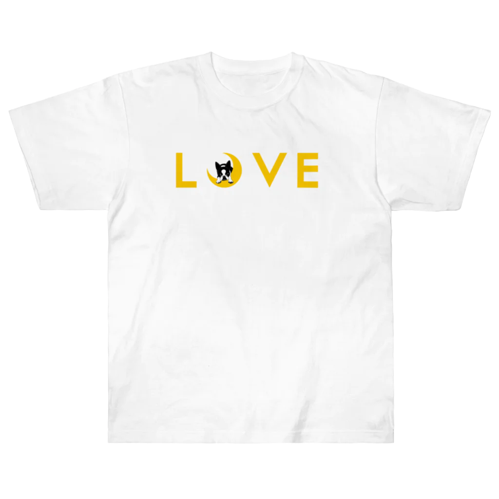 コチ(ボストンテリア)のボストンテリア(月LOVE)[v2.8k] ヘビーウェイトTシャツ