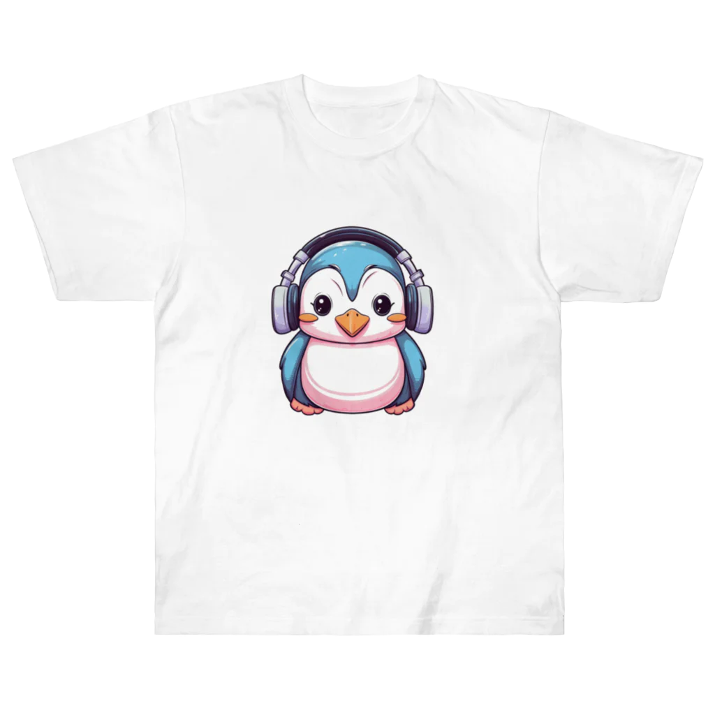 Vasetti_pressのヘッドホンを付けているペンギン ヘビーウェイトTシャツ