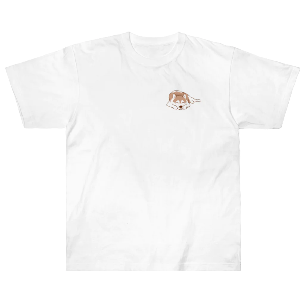 WANPU  by YUn.のチョコカラー　眠るハスキー　 Heavyweight T-Shirt