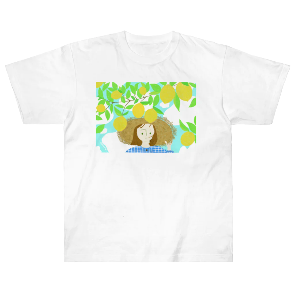 koharuのレモン畑の女の子 ヘビーウェイトTシャツ