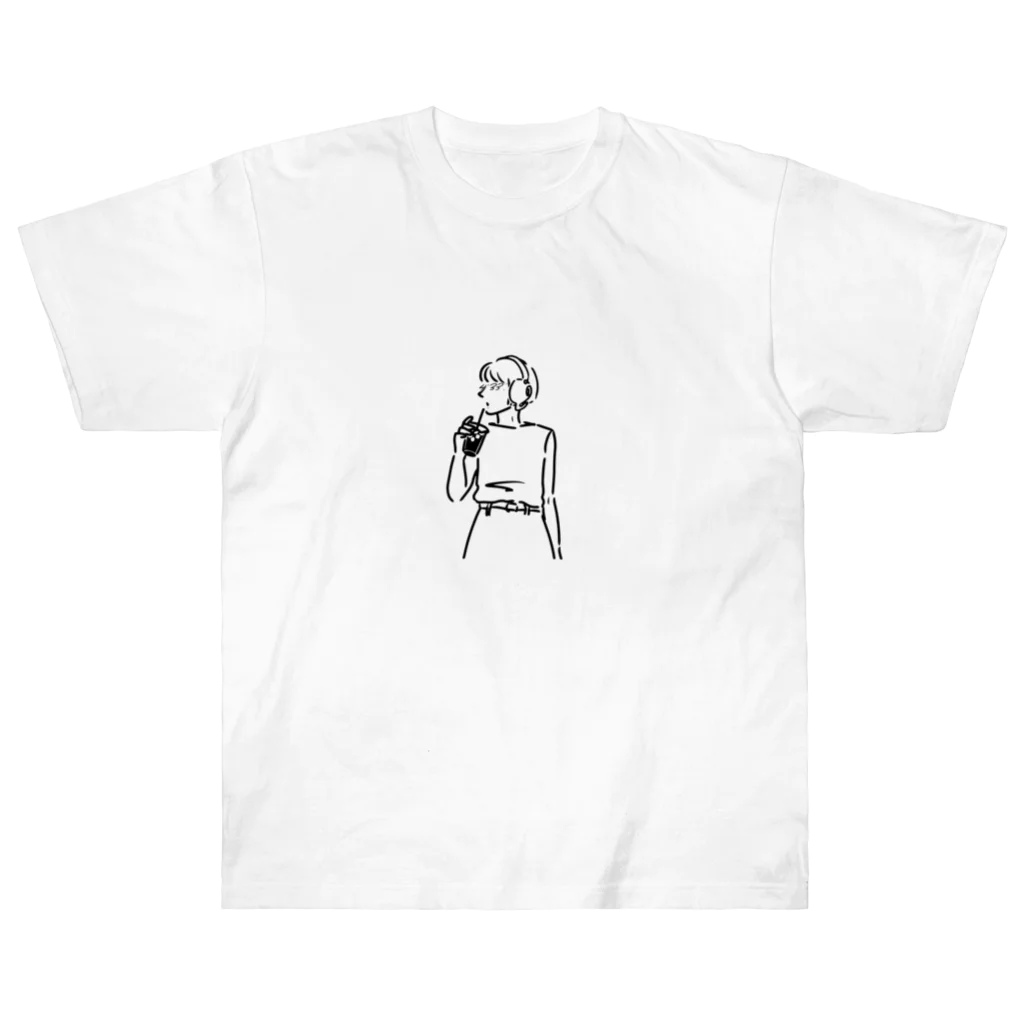 4'33"./ヨンサンサンのコーヒーカップフォンガール(ショートボブ) Heavyweight T-Shirt