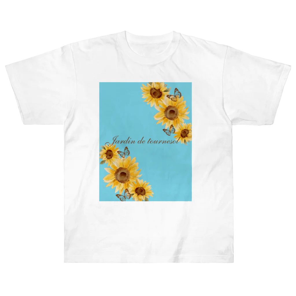 🦋Papillon de la lune🌙のJardin de tournesol（ひまわりの庭）シリーズ ヘビーウェイトTシャツ