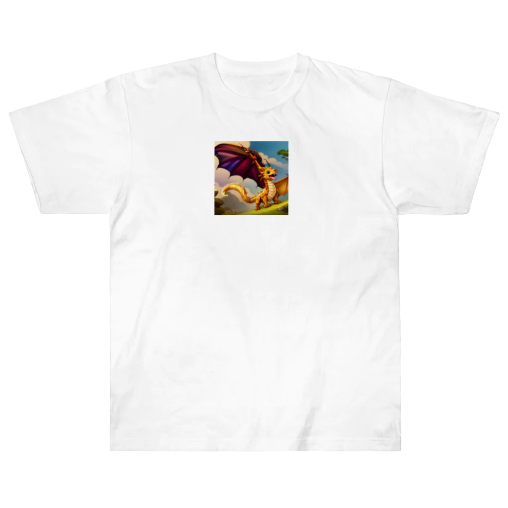 幸せアートワールドの可愛い龍のイラストグッズ Heavyweight T-Shirt