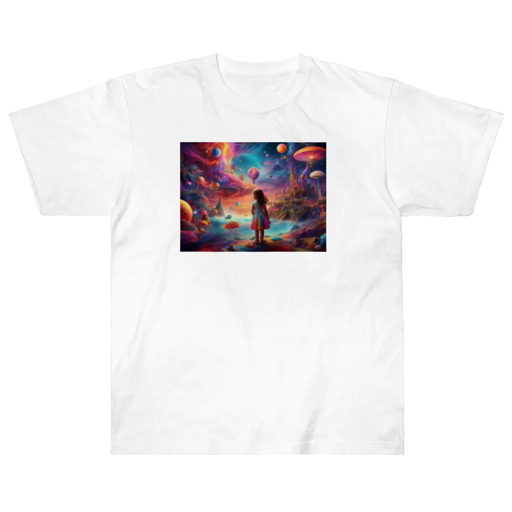 🔥AI art shop🔥の幻想的な世界にいる少女 Heavyweight T-Shirt