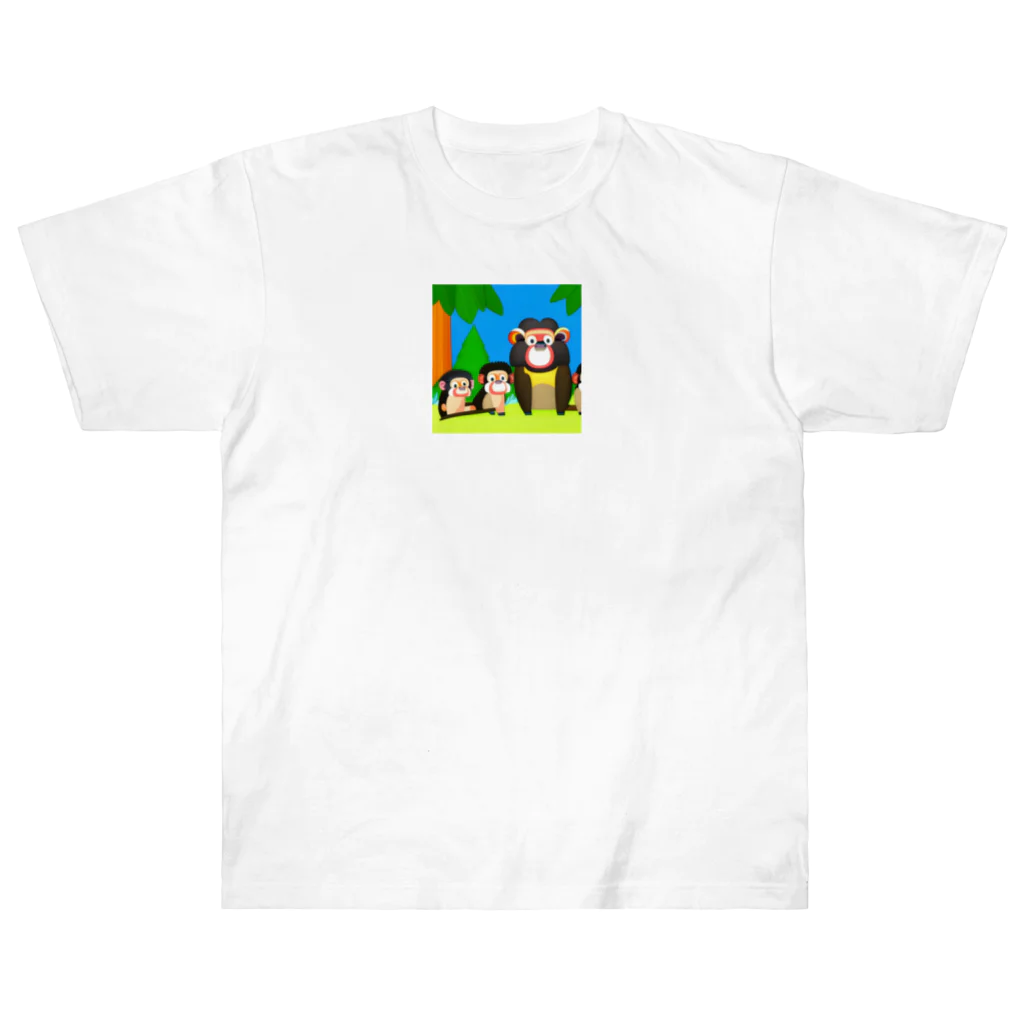 cocodonの森の中のマントヒヒ親子 Heavyweight T-Shirt