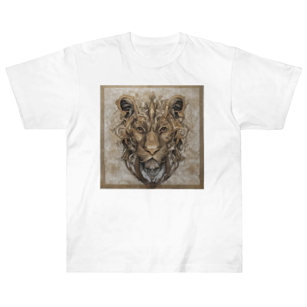 インスピレーションshopの力強く立ち上がるライオン ヘビーウェイトTシャツ