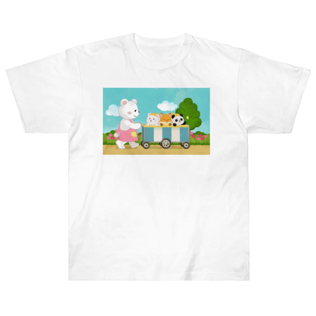 アプリコワークスのくまちゃん・みんなでお散歩 Heavyweight T-Shirt