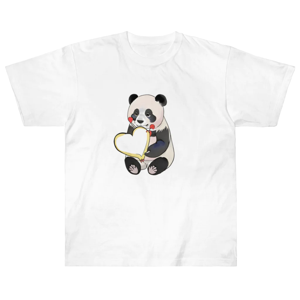 愛を届けるパンダの愛を送るパンダ ヘビーウェイトTシャツ