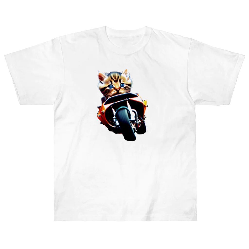 可愛い猫ちゃんのレーサー猫ちゃん Heavyweight T-Shirt