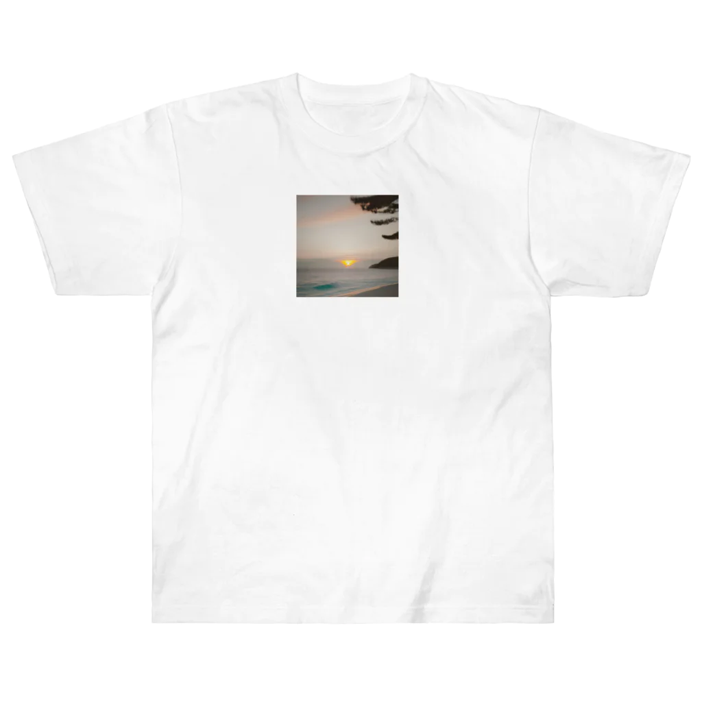 持続可能なサプライショップの海と夕日 Heavyweight T-Shirt