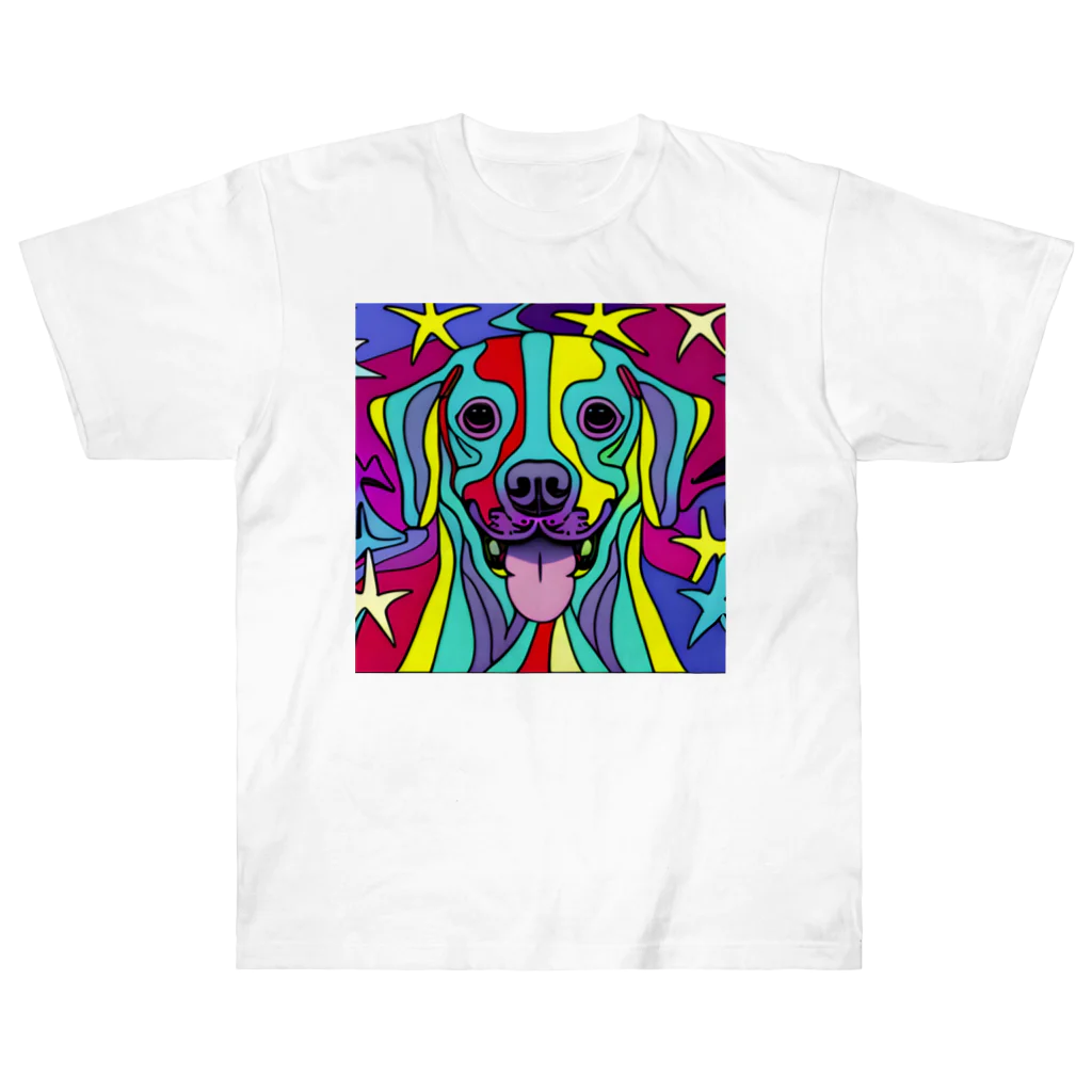 nakagawa-kikakuの奇抜なアート風の可愛い犬のグッズ ヘビーウェイトTシャツ