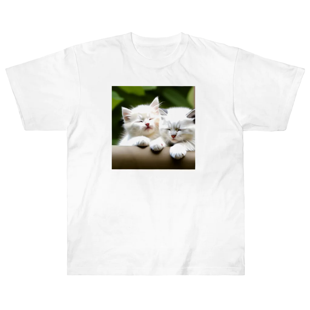 marusheの子猫の寝顔　白 ヘビーウェイトTシャツ