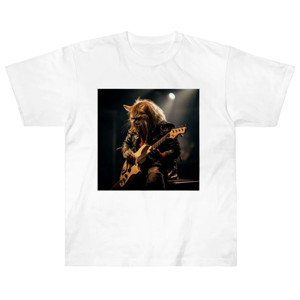 Gavi'sのRockなCat 猫ギターバージョン2 Heavyweight T-Shirt