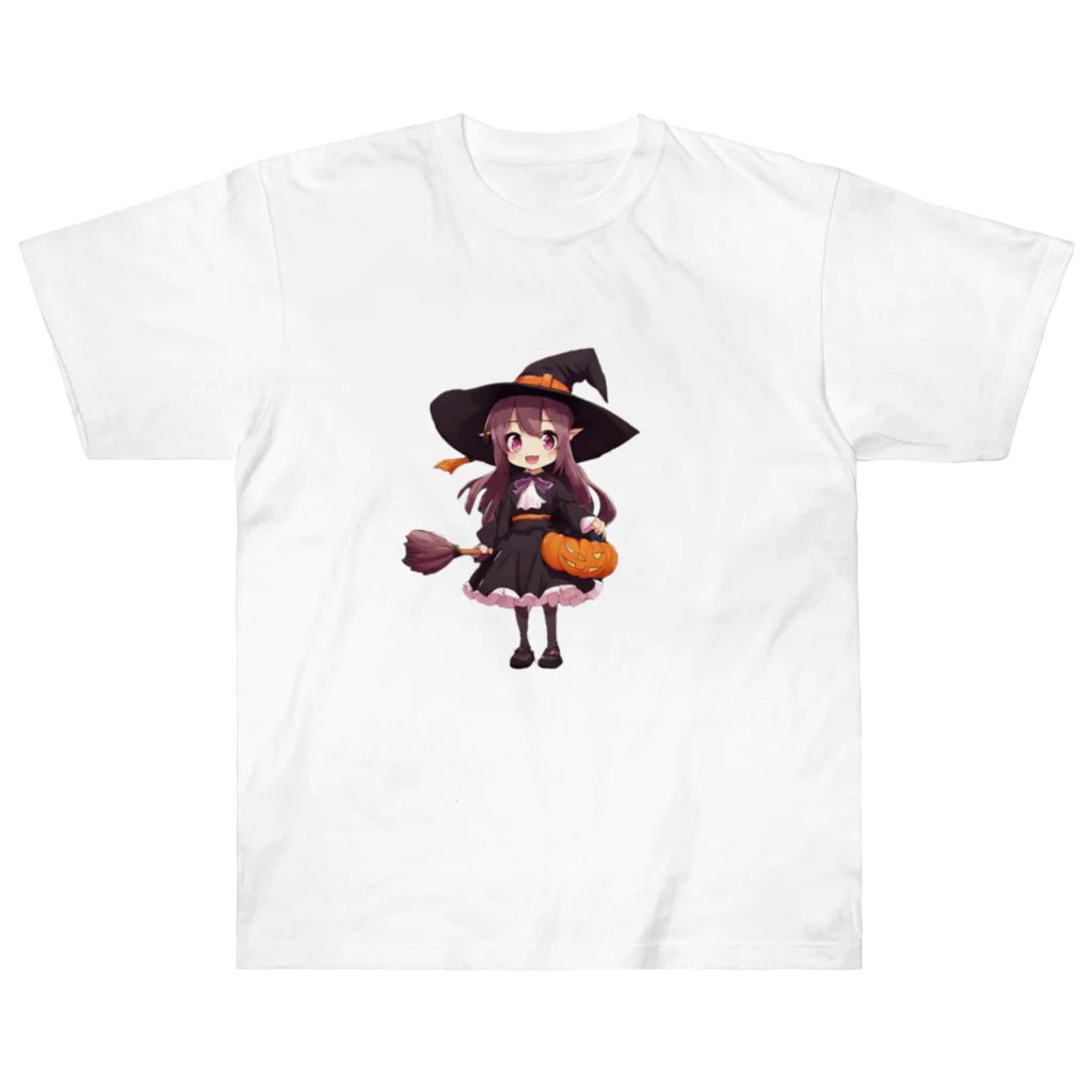 AIデザイングッズ販売　Akiba-treasure（アキバトレジャー）のハロウィン　魔女っ子　リコちゃん ヘビーウェイトTシャツ