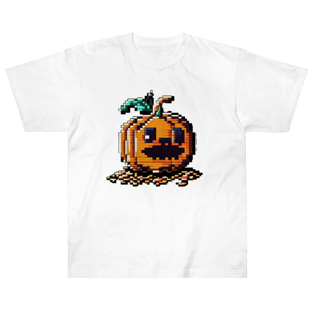 朱音琴音のドット絵のハロウィンかぼちゃのおばけ Heavyweight T-Shirt