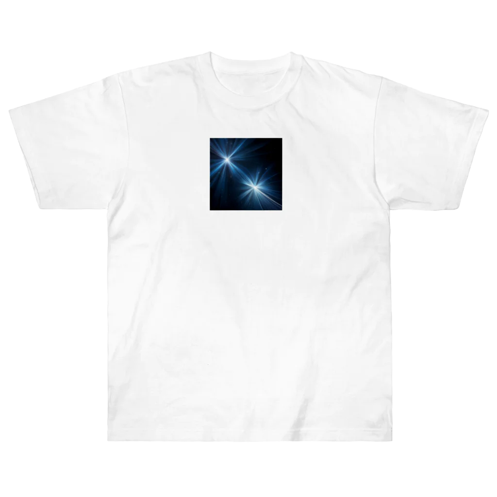 itacyoko(AIイラスト屋)の宇宙に輝く青い光 Heavyweight T-Shirt