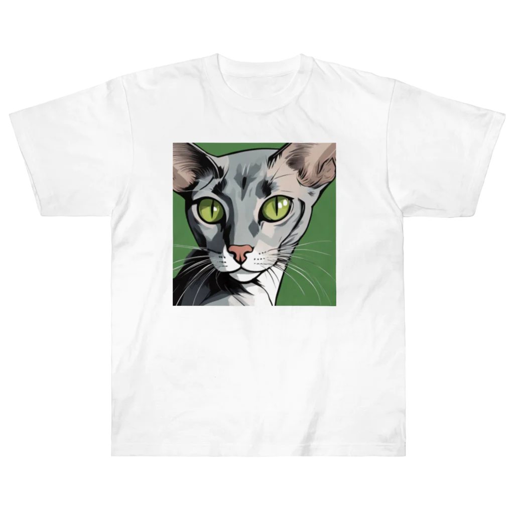 hakushopのオリエンタルショートヘア（猫） ヘビーウェイトTシャツ