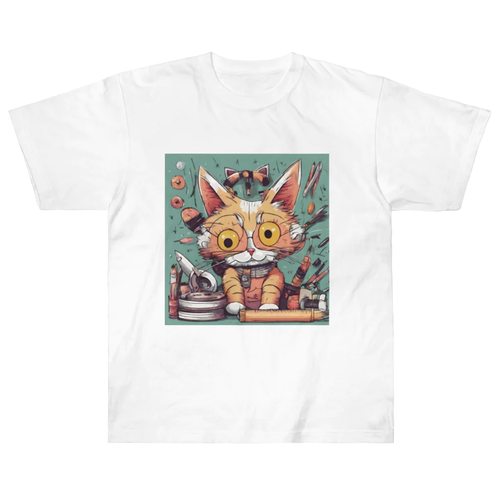 nanhouseのものづくりが好きな猫 ヘビーウェイトTシャツ