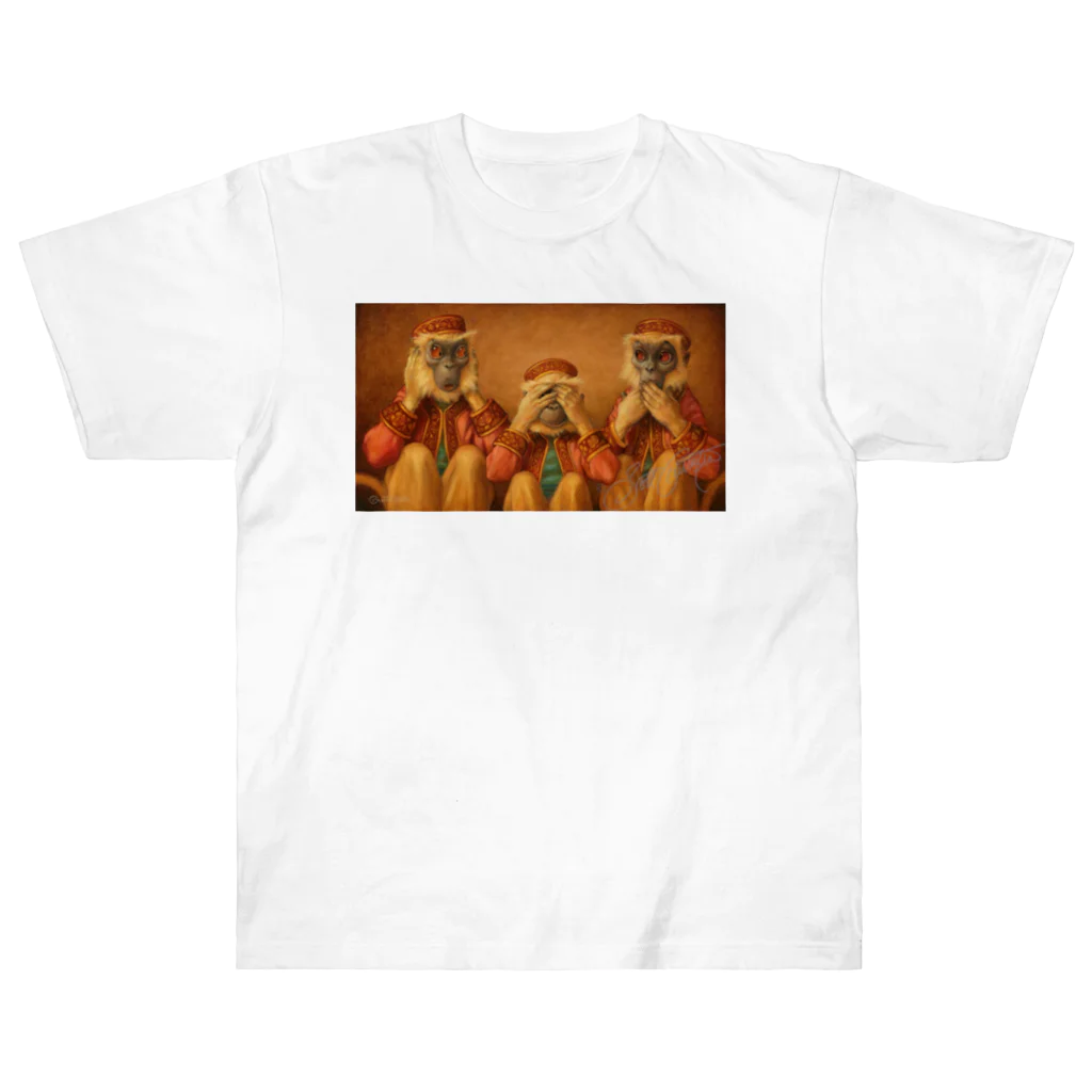 Mottan‘s Art Goods Shopの見ざる・聞かざる・言わざる　See no evil, hear no evil, speak no evil Heavyweight T-Shirt