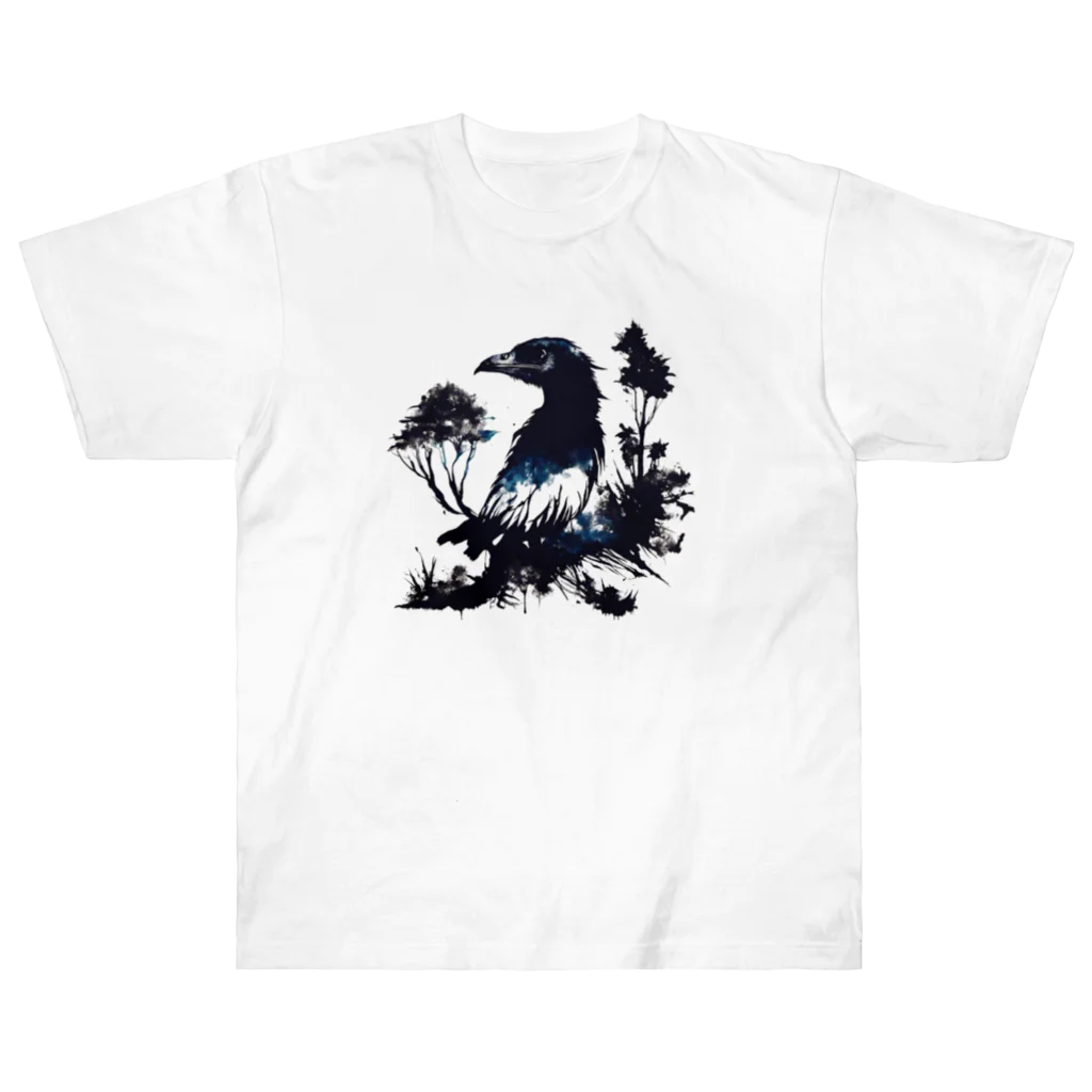 USK666の墨絵シリーズ「鴉」 Heavyweight T-Shirt