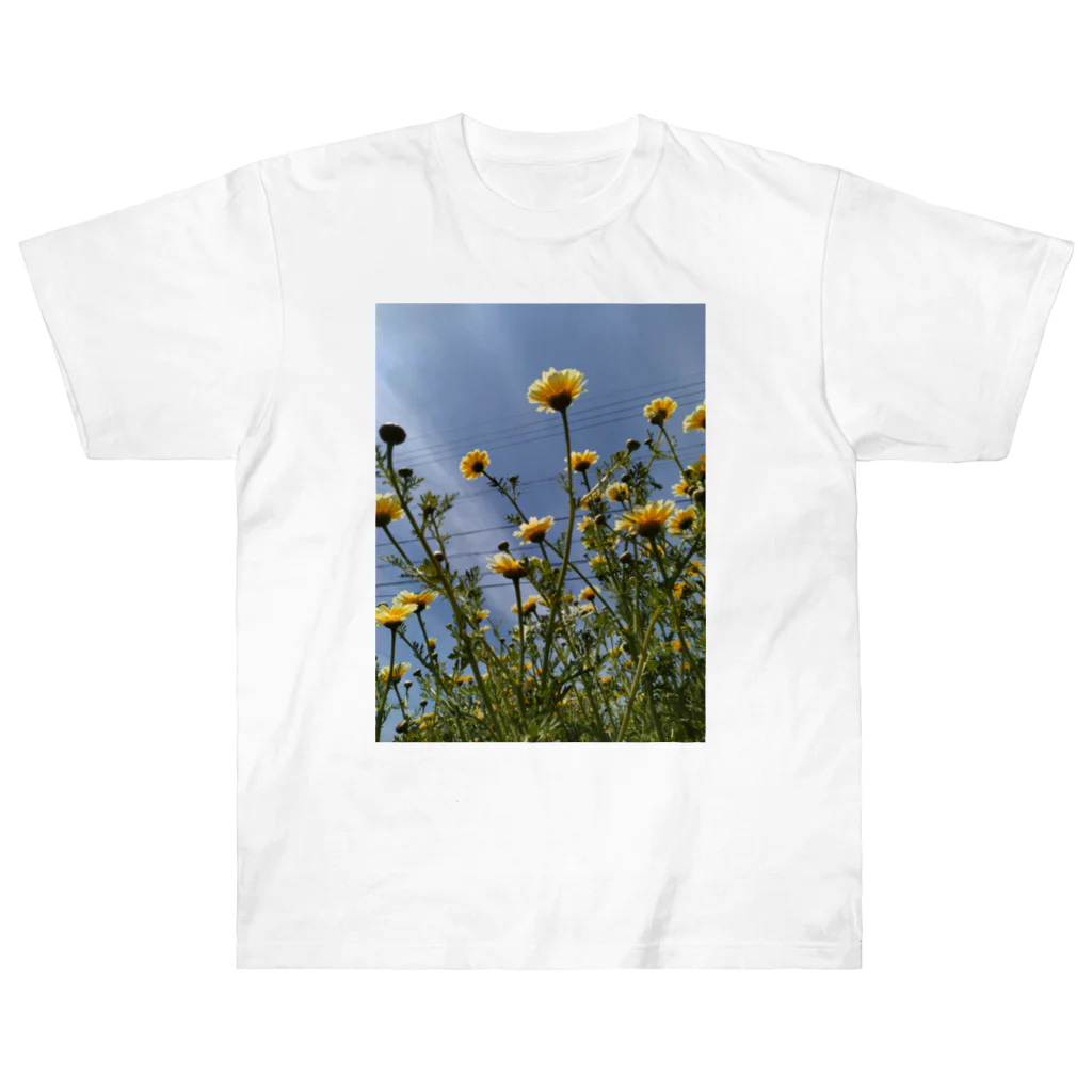 MMの黄色い春菊の花 ヘビーウェイトTシャツ