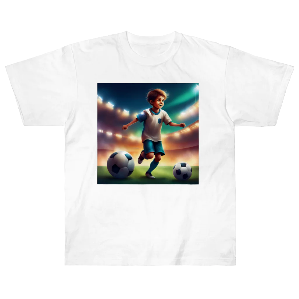 Uchi19のサッカー小僧 ヘビーウェイトTシャツ