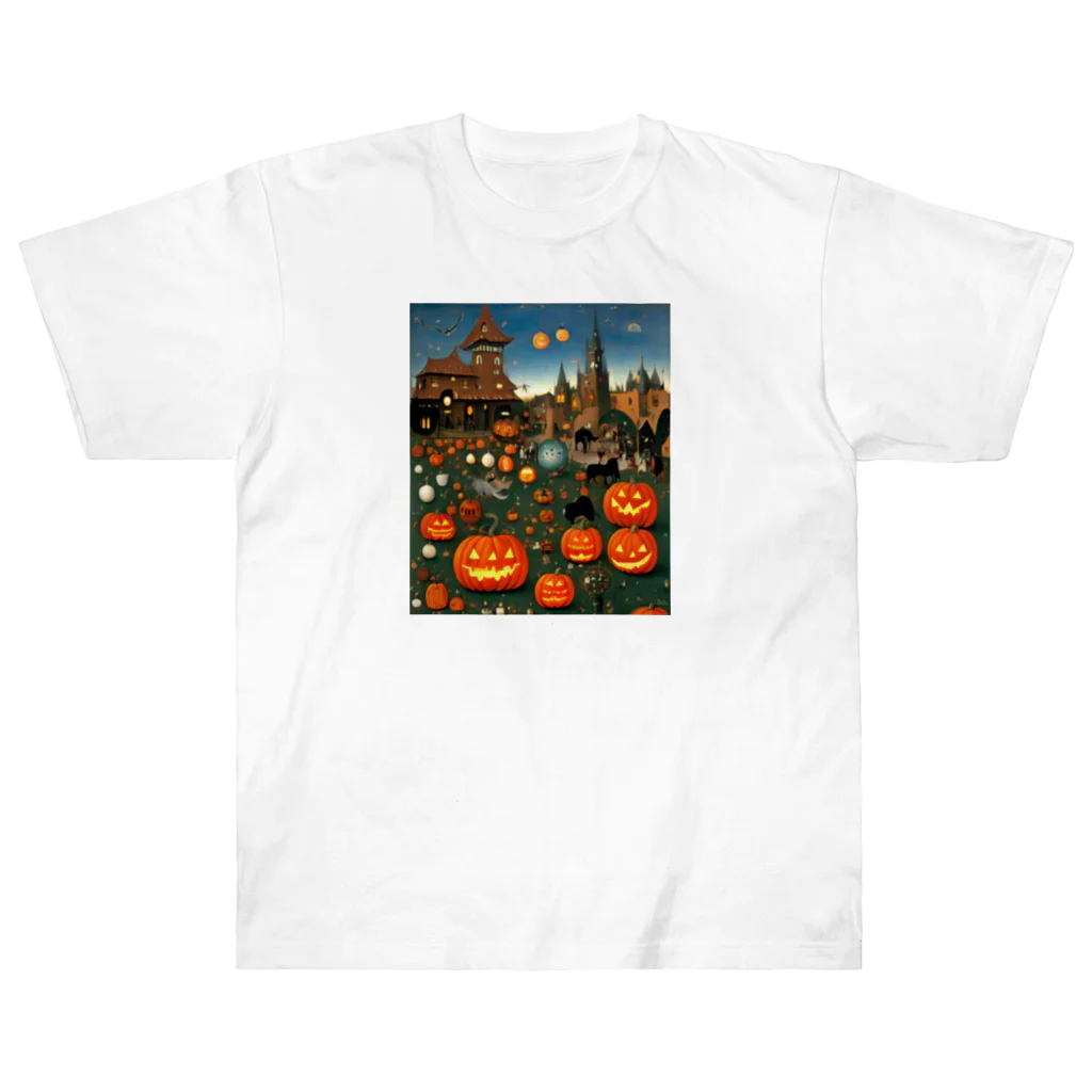 waffle2000のハロウィン風景 ヘビーウェイトTシャツ