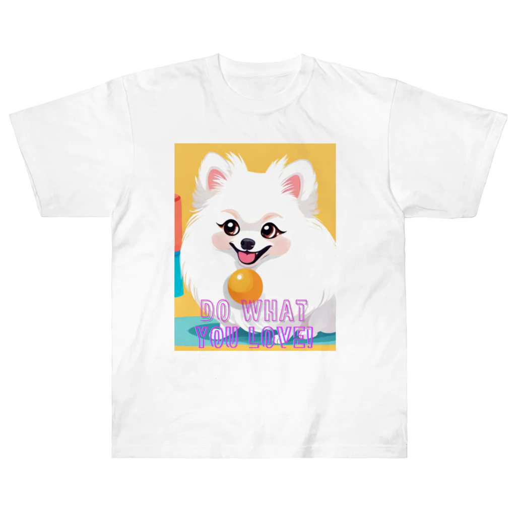 Pom-Dog'sの清楚系白ポメ　ポメ子 Heavyweight T-Shirt