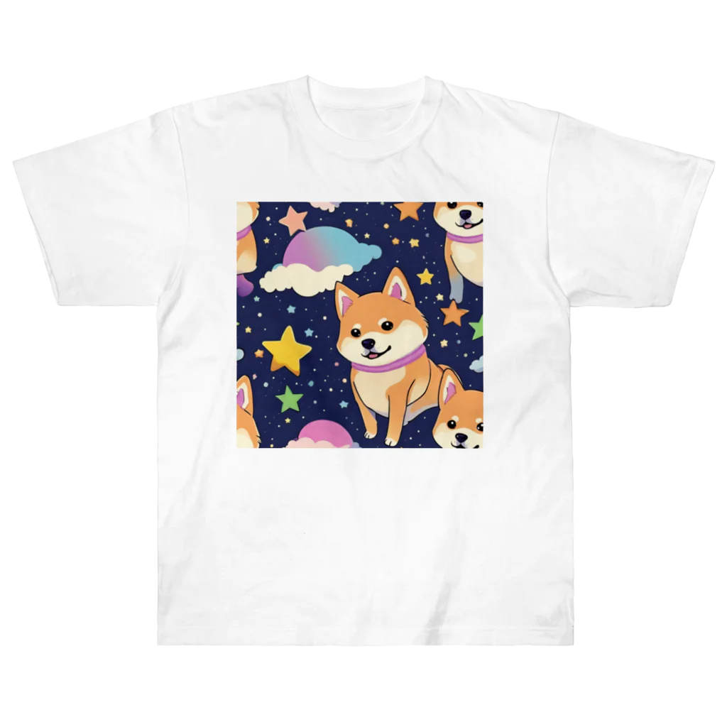 ゆんまるの夜空に柴犬 Heavyweight T-Shirt