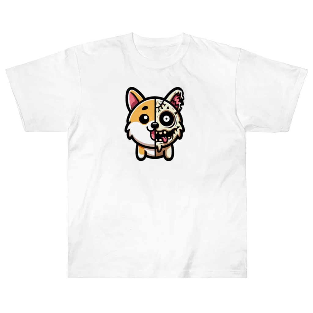 Mine-1のかわいい芝犬グッズ　ゾンビ化 ヘビーウェイトTシャツ