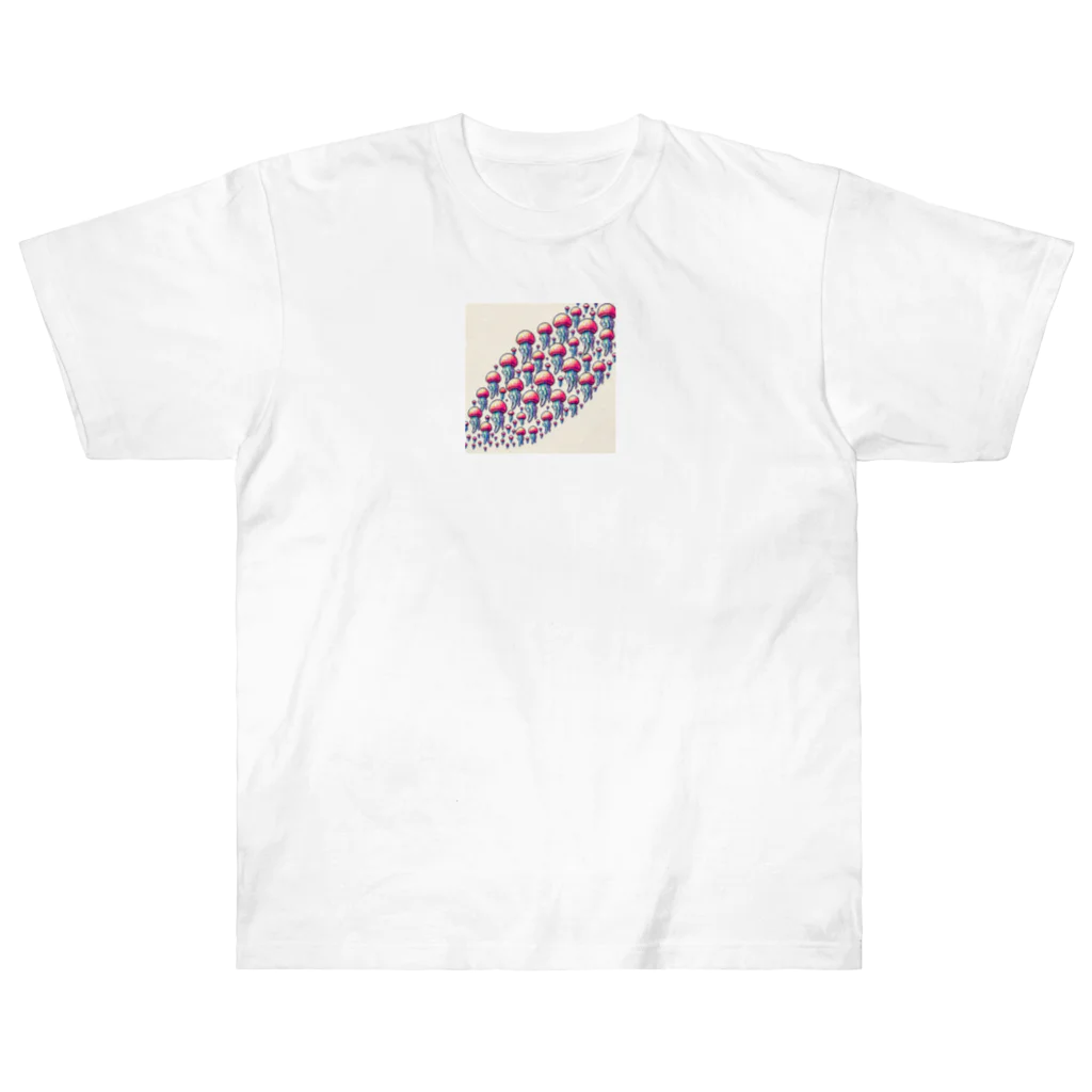 ROCKSWEBのドット絵　クラゲの大群 Heavyweight T-Shirt