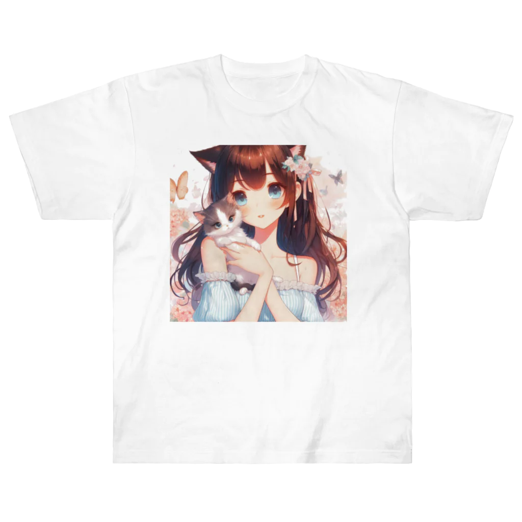 amberの子猫の癒し ヘビーウェイトTシャツ