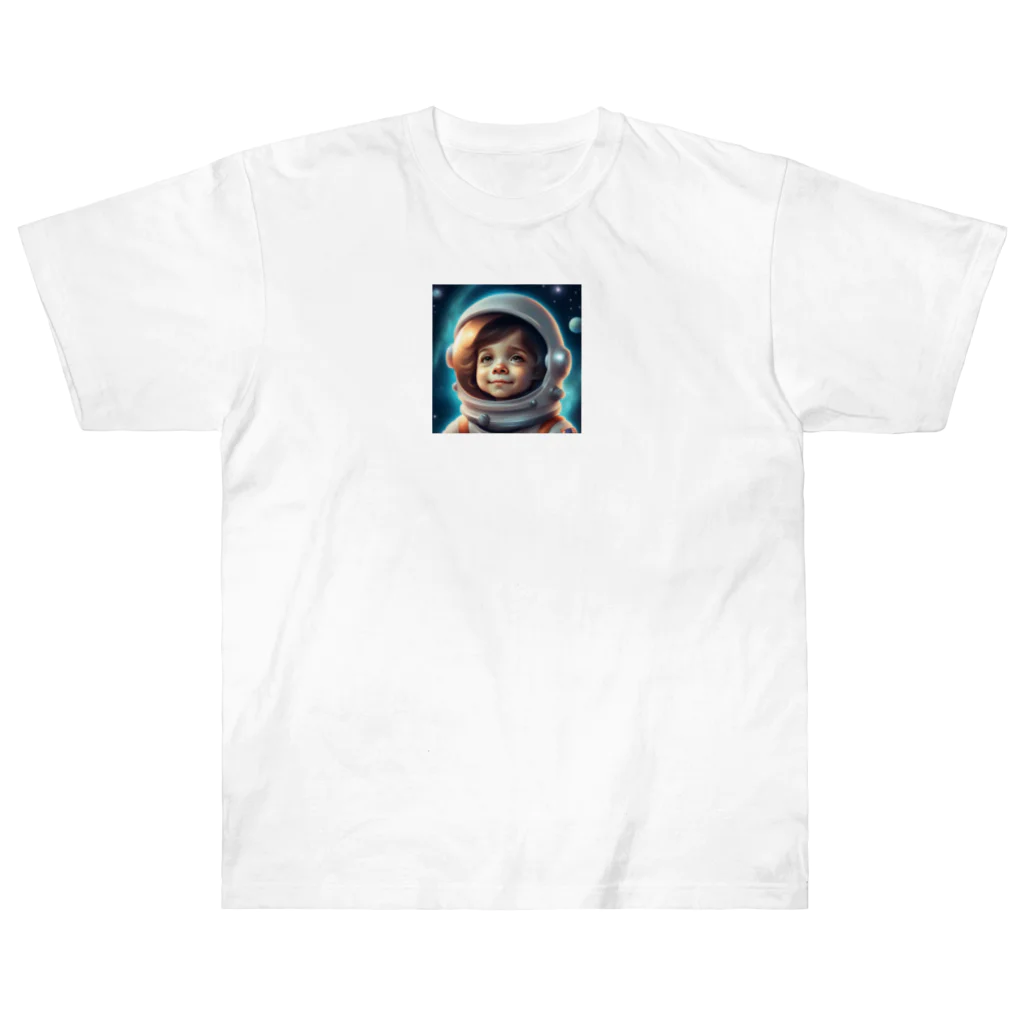 wloop01の可愛い宇宙飛行士 ヘビーウェイトTシャツ