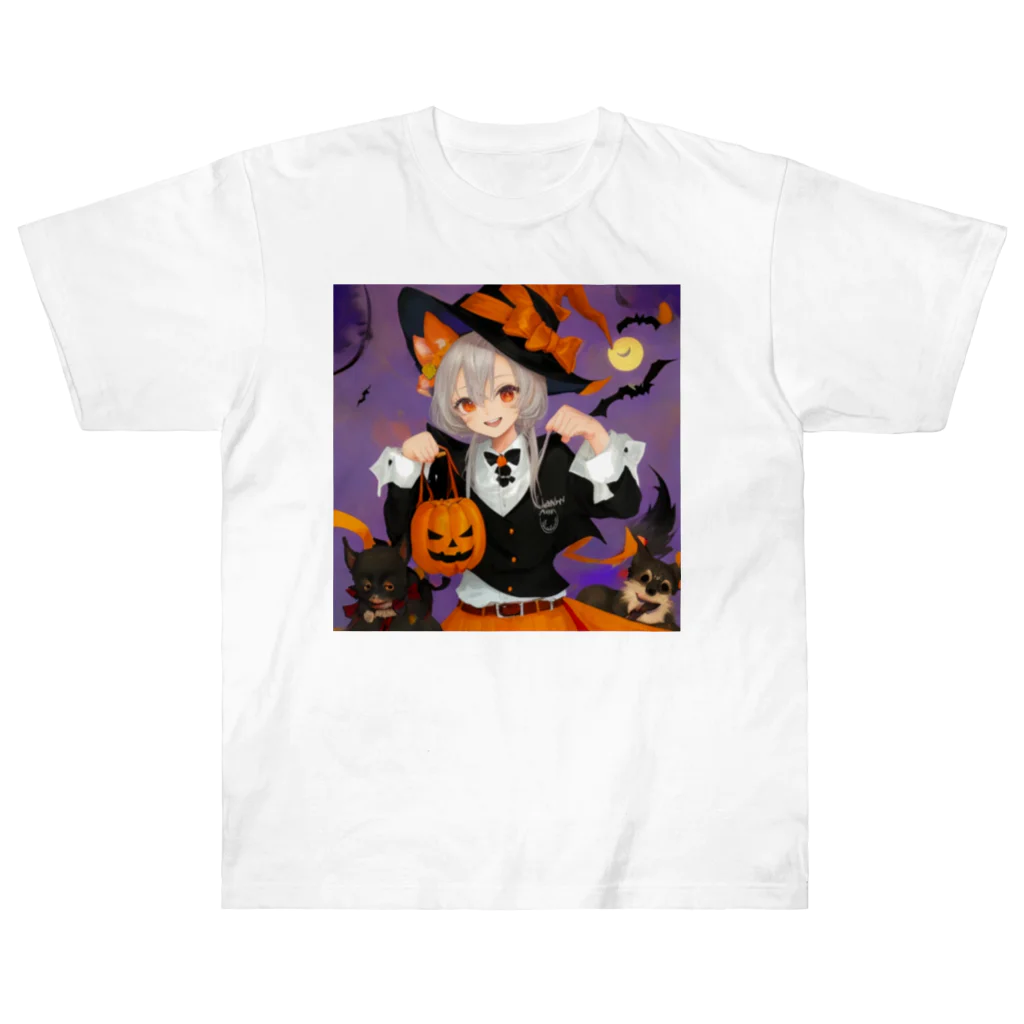 チワワ愛好家ショップのワワ大好き魔女のハロウィン・キャンディ・キス Heavyweight T-Shirt