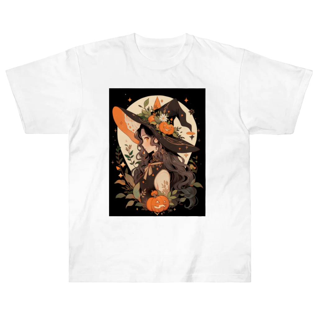 AIと愛とARTのSHOPのハロウィンの魔女 ヘビーウェイトTシャツ