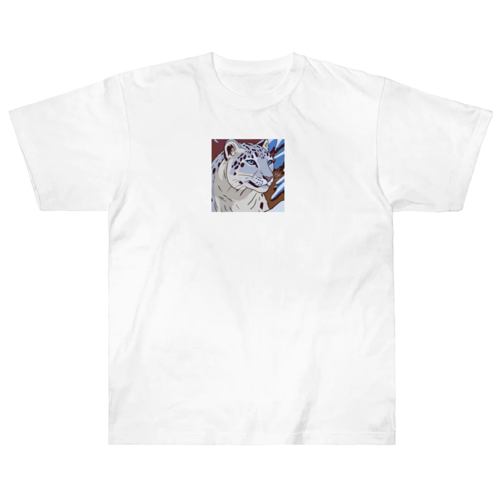 アニマルデザインの息を潜めるユキヒョウ Heavyweight T-Shirt