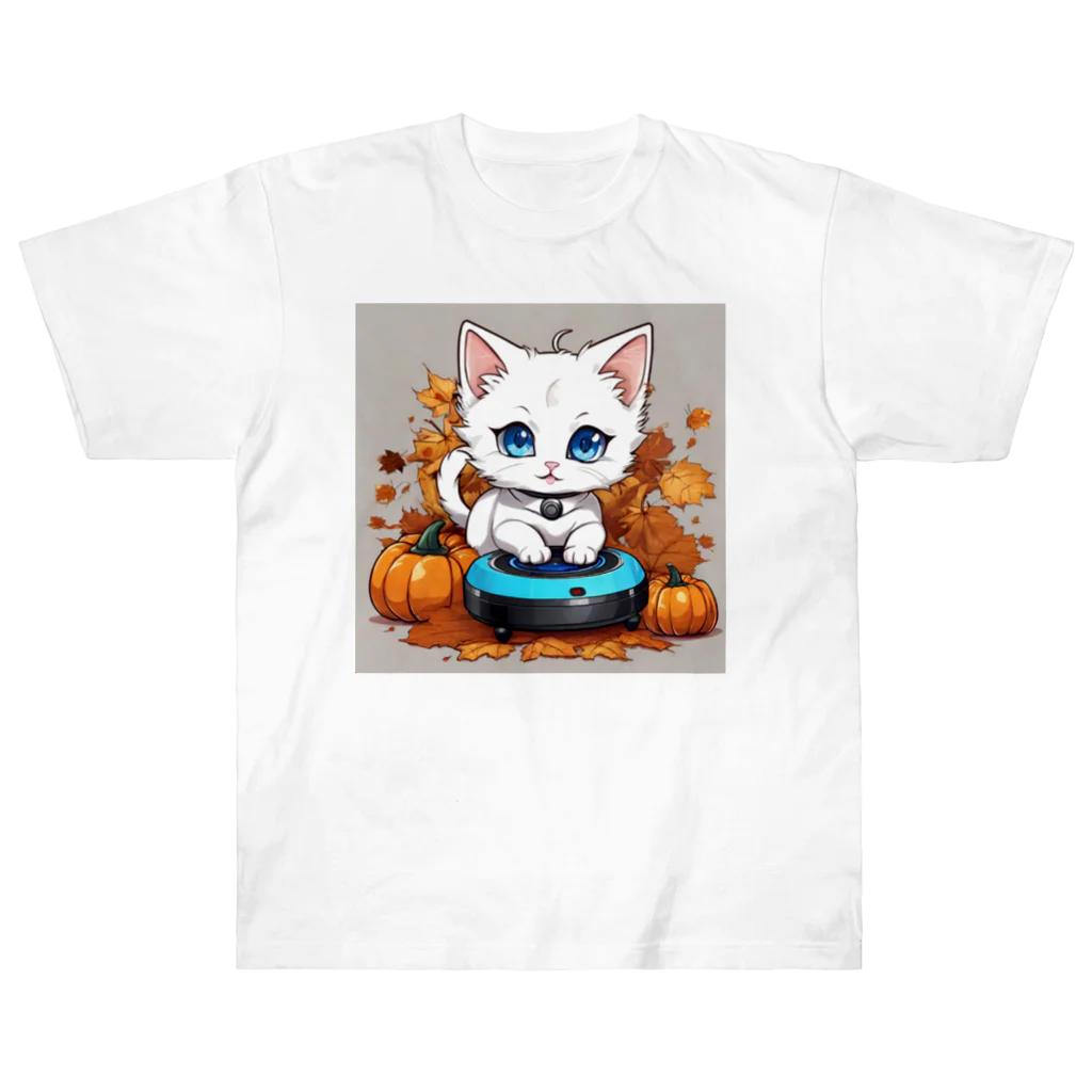 yoiyononakaのハロウィンと白猫10 ヘビーウェイトTシャツ