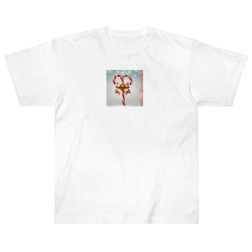 千裕アトリエ（いつもありがとう）のキャンディケイン（Candy Cane） Heavyweight T-Shirt