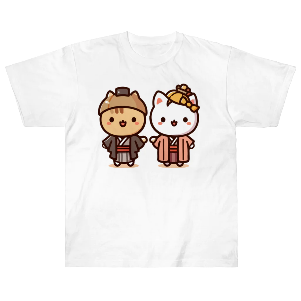 k-design-studioの初日の出くんと初詣ちゃん ヘビーウェイトTシャツ