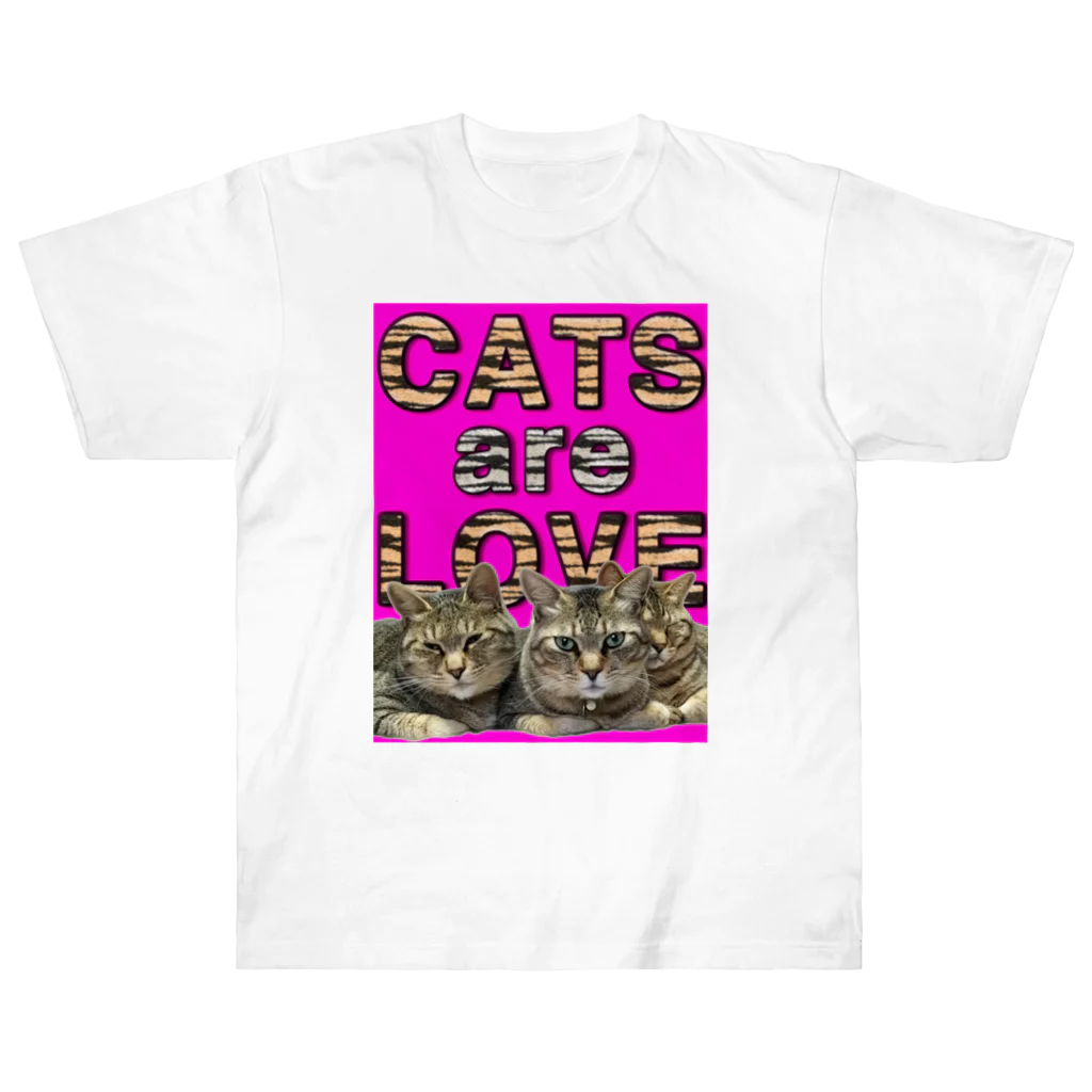 catsdogssweetのCATS are LOVE ヘビーウェイトTシャツ