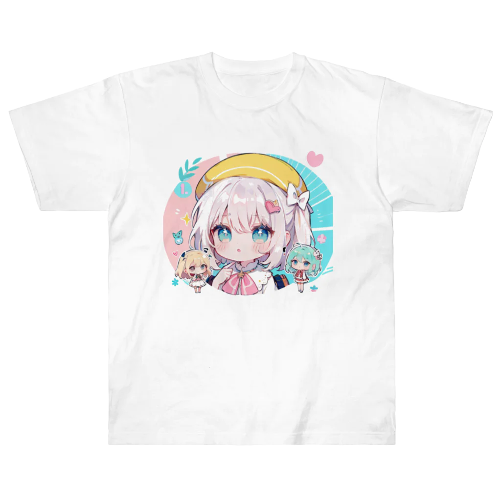 那須モバイル店の帽子を被る女の子 Heavyweight T-Shirt