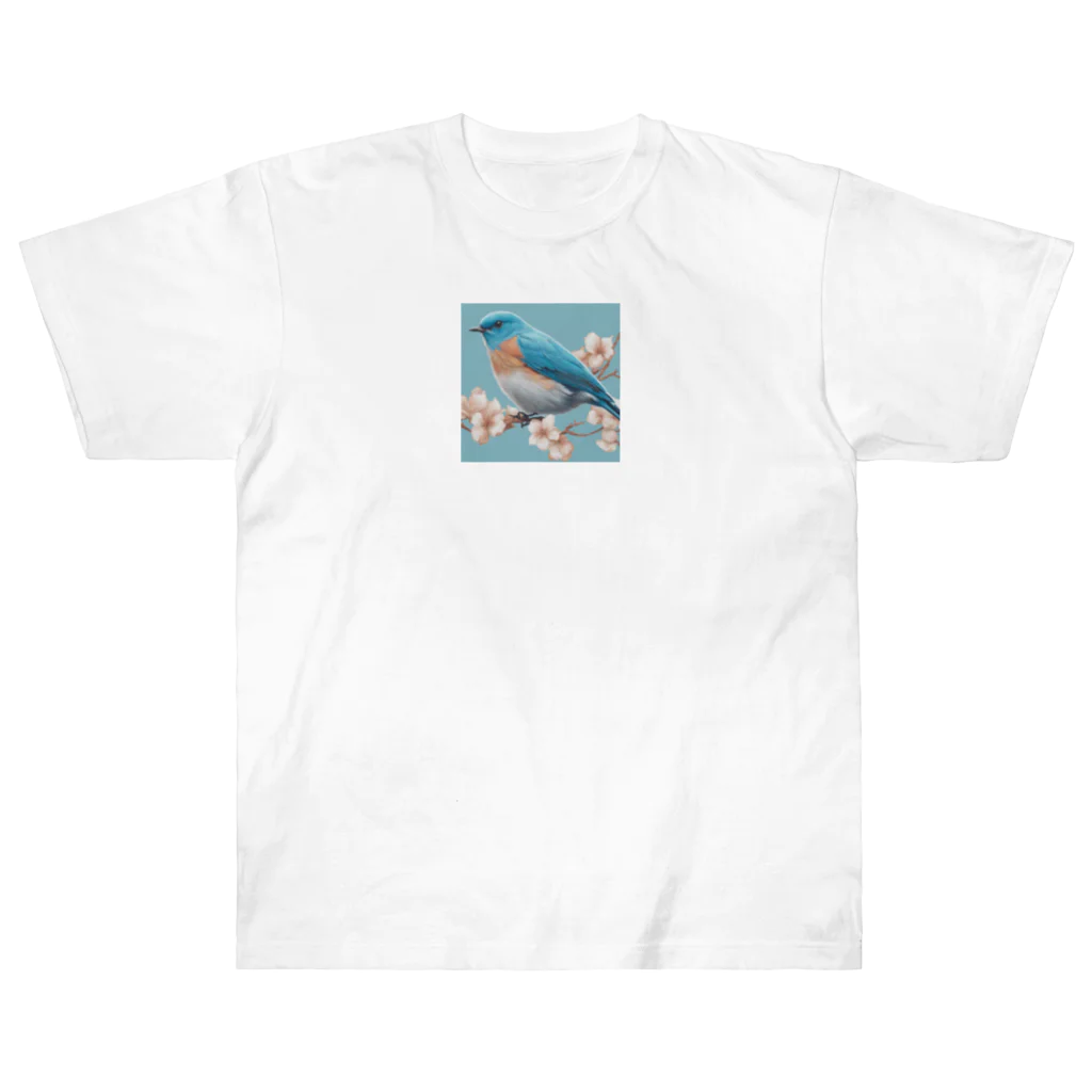 ❤︎cute❤︎のbeautiful blue bird ヘビーウェイトTシャツ