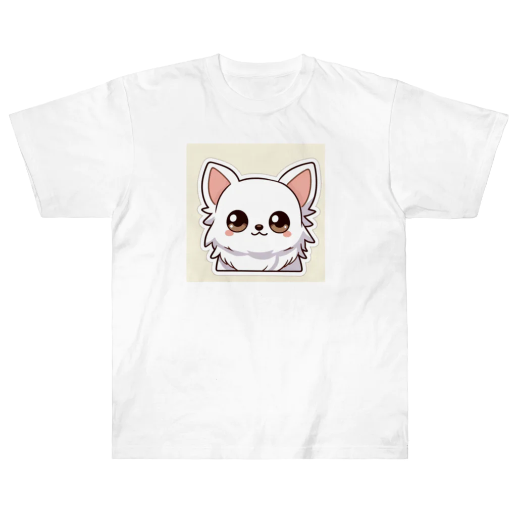 可愛いチワワグッズショップのホワイトチワワちゃん ヘビーウェイトTシャツ