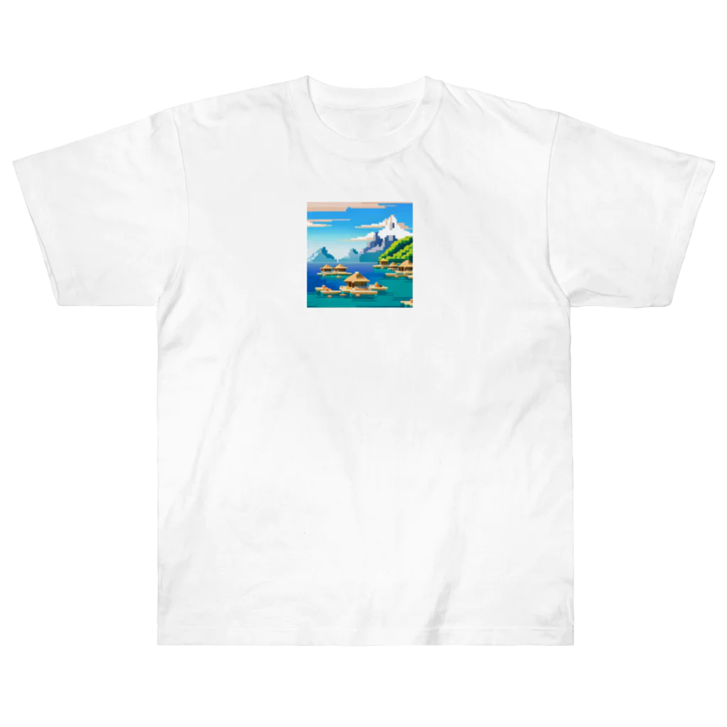 keita-sawadaのドット　ボラボラ島のオーバーウォーターバンガロー Heavyweight T-Shirt