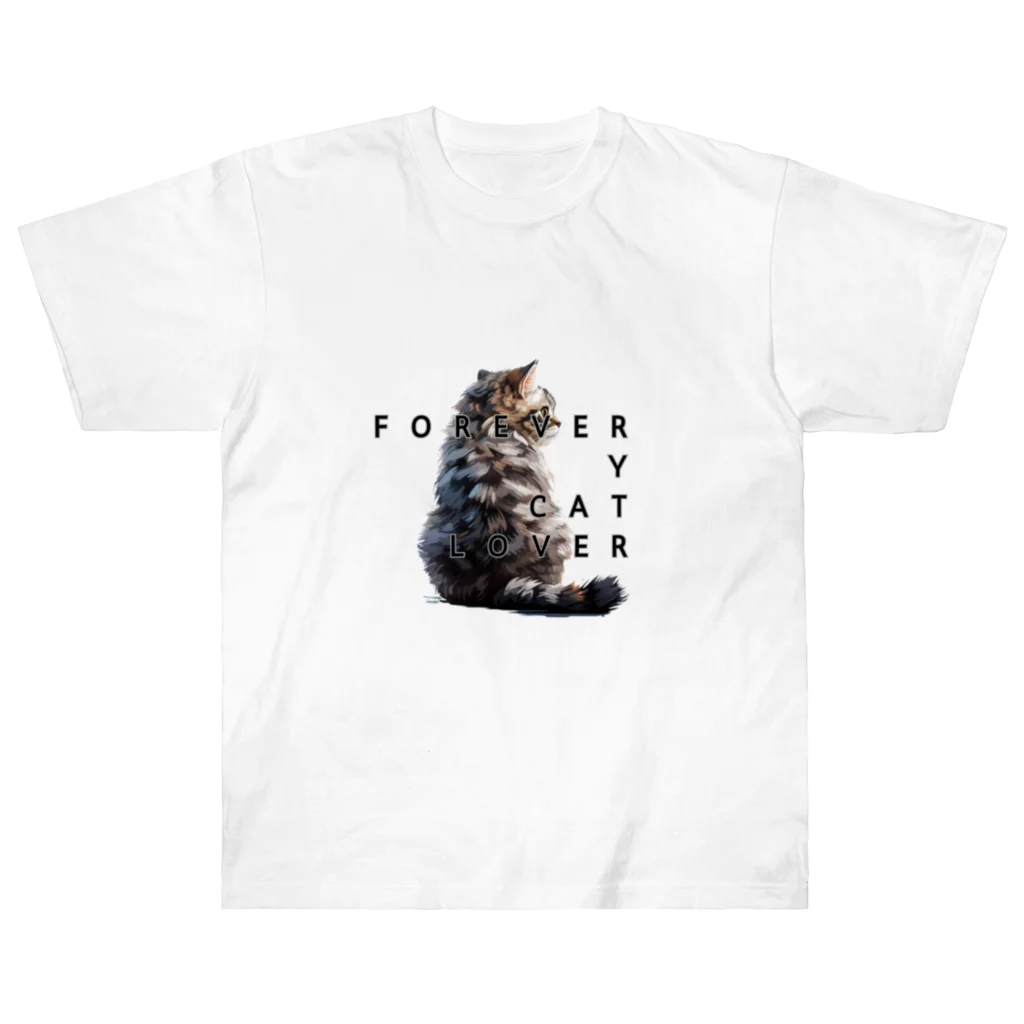 chubby the catのforever y cat lover01 ヘビーウェイトTシャツ