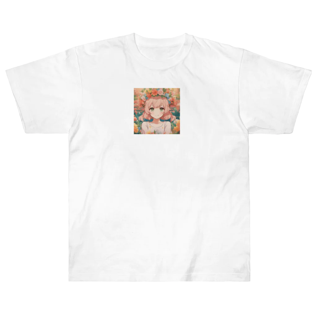 G7のショップの 花咲く彼方の美少女のアートコレクションBeauty Amidst Blossoms - Girl's Art Collection Heavyweight T-Shirt