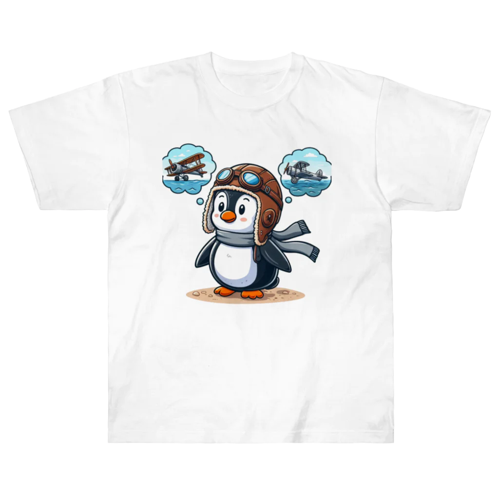 JUN-yの空を飛びたいペンギン ヘビーウェイトTシャツ