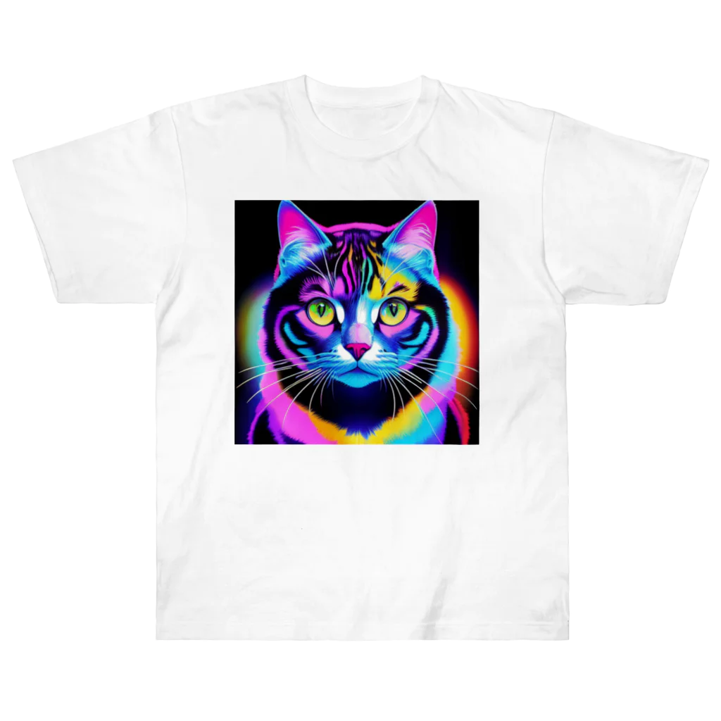 629_CAT_ARTのカラフルサイバーキャット vol2 ヘビーウェイトTシャツ