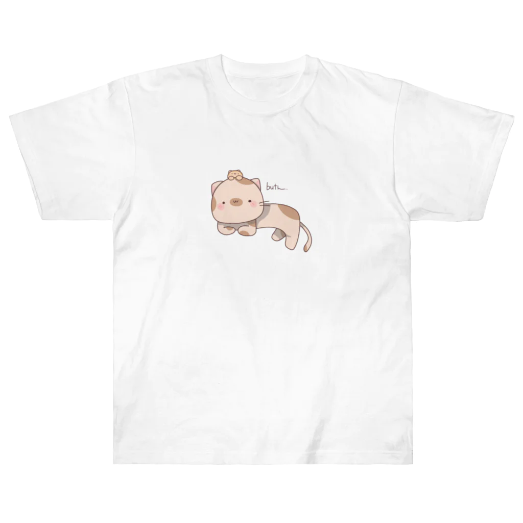 ama_mimi8のぶちと子ねこ Heavyweight T-Shirt